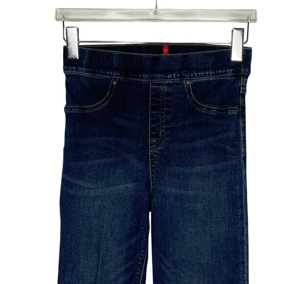 Spanx Crop Flare Raw Hem Jeans S Pull On Stretch Wide Leg High Rise Slimming - Picture 4 of 11